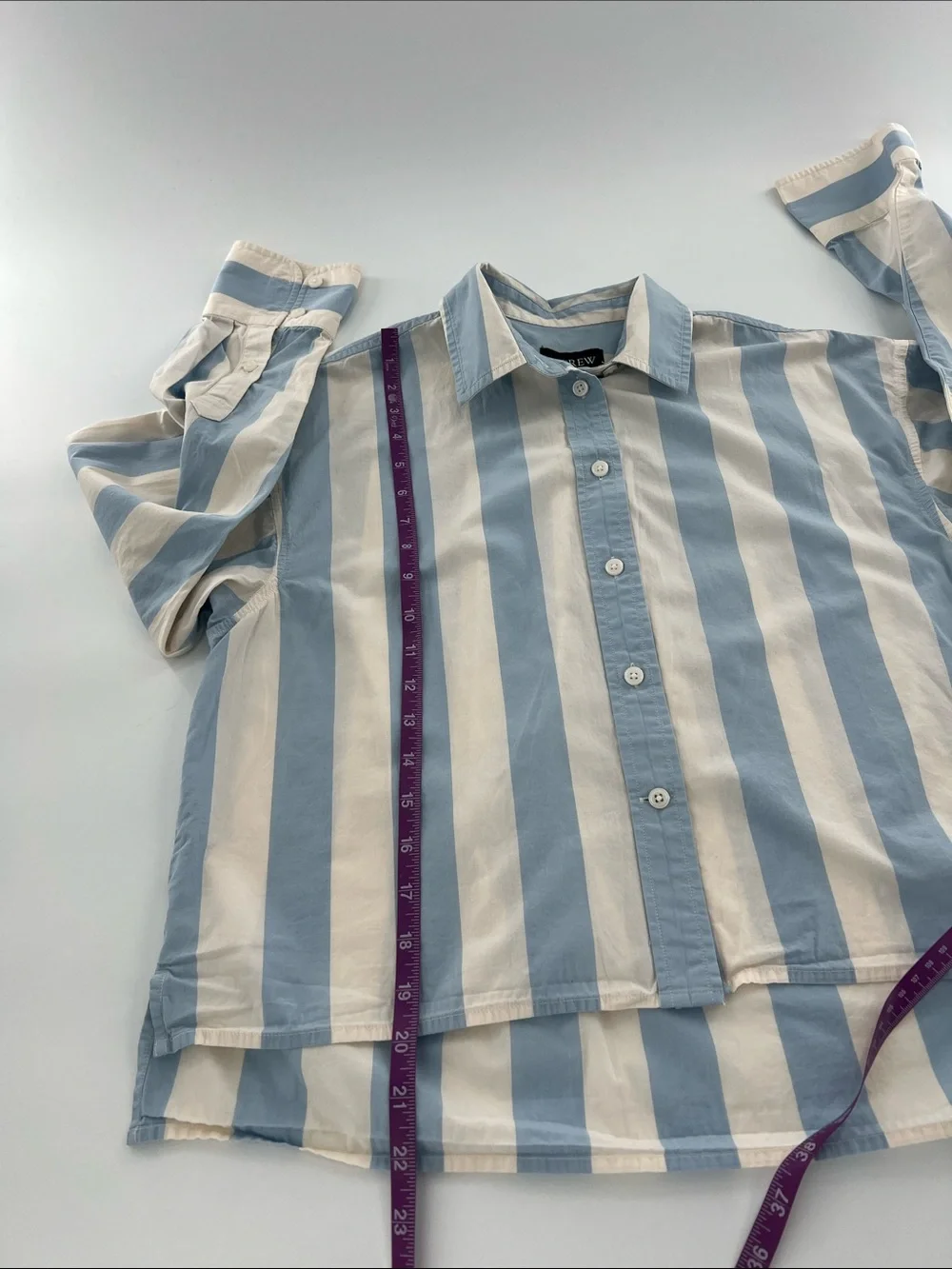 J Crew Relaxed Fit Cropped Shirt in Barlow Stripe coastal academia preppy office